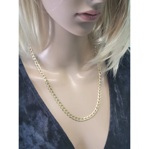 Vyriška tuščiavidurė geltono aukso Curb pynimo grandinėlė 585