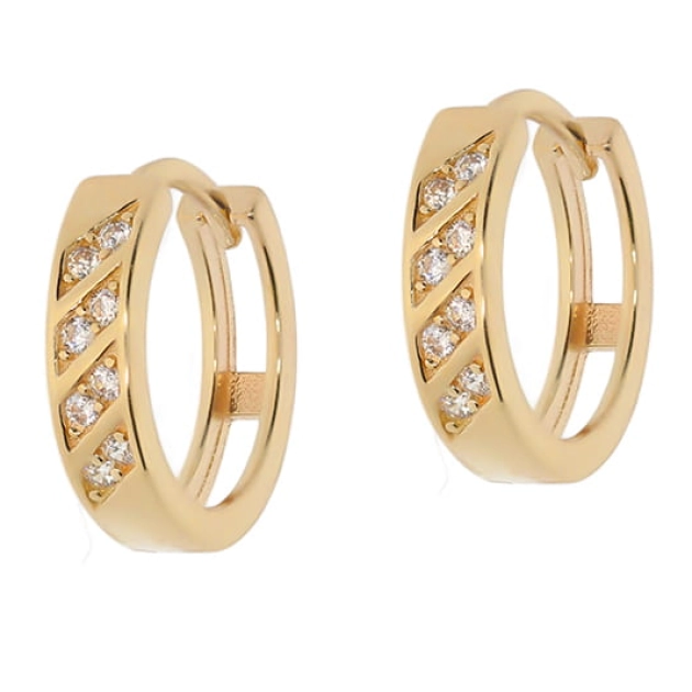 Elegantiški moteriški geltono aukso auskarai su cirkoniais 585