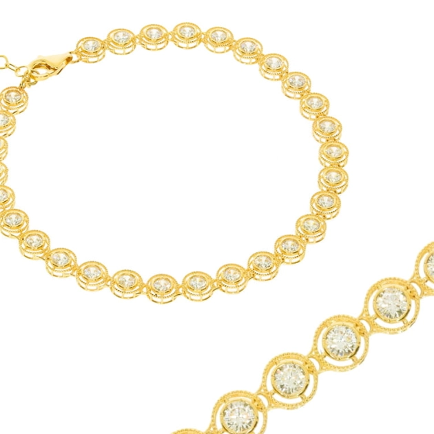 Elegantiška moteriška geltono aukso apyrankė su cirkoniais 585