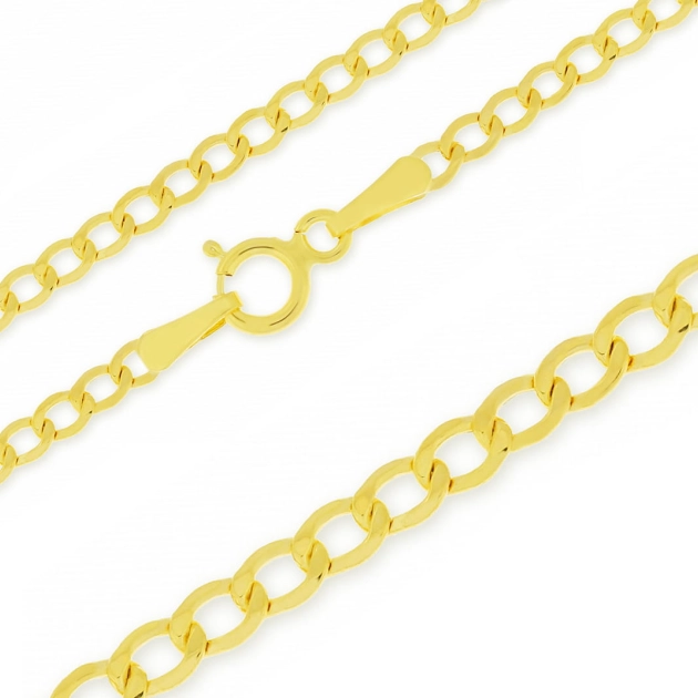 Vyriška tuščiavidurė geltono aukso Curb pynimo grandinėlė 585