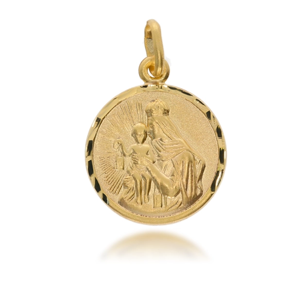 Religinis geltono aukso medalikėlis Šv. Marija ir Jėzus 585