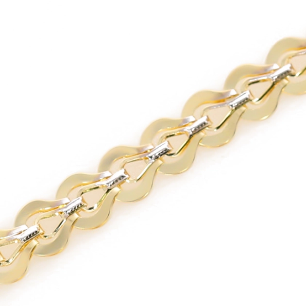 Elegantiška moteriška dviejų spalvų aukso apyrankė 585