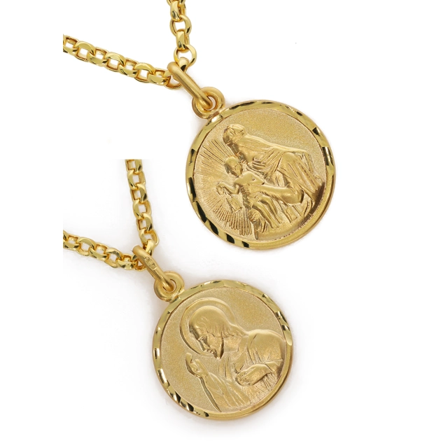 Religinis geltono aukso medalikėlis Šv. Marija ir Jėzus 585