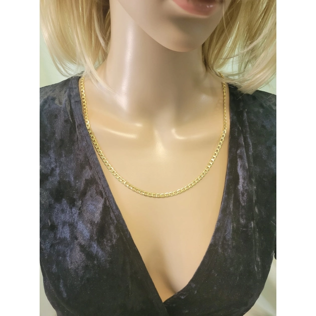 Vyriška geltono aukso tuščiavidurė Curb pynimo grandinėlė 585