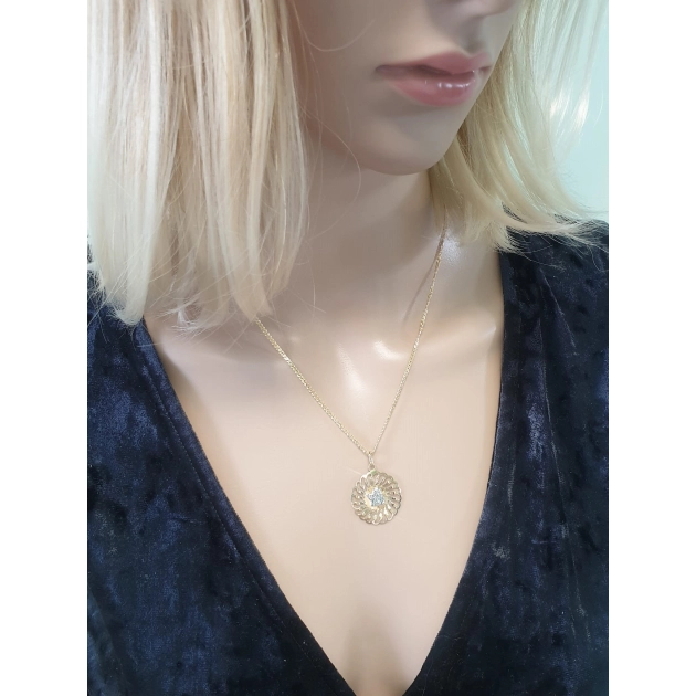 Moteriškas geltono ir balto aukso medalikėlis angeliukas 585