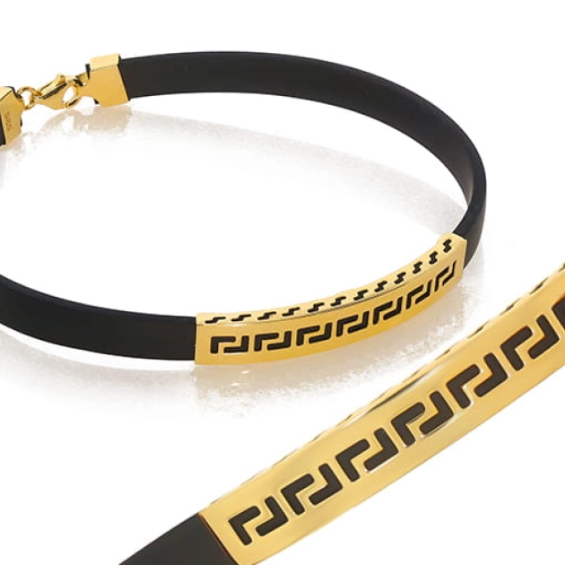 Stilinga moteriška geltono aukso apyrankė su kaučiuku 585