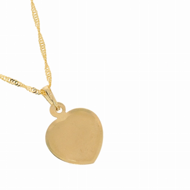 Moteriškas/vyriškas geltono aukso širdelės formos medalikėlis su Švč. Mergelės Marijos atvaizdu 585