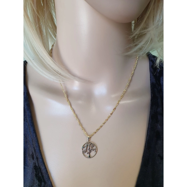 Moteriškas geltono ir balto aukso pakabukas „Gyvybės medis“ 585