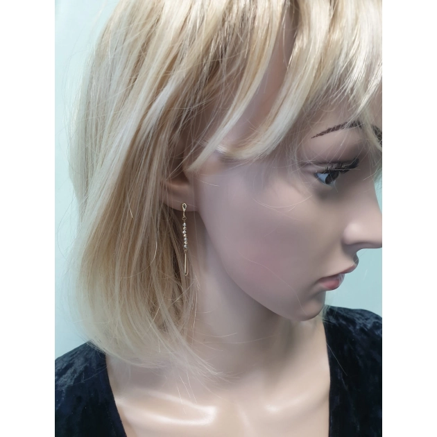 Elegantiški moteriški dviejų spalvų aukso kabantys auskarai 585