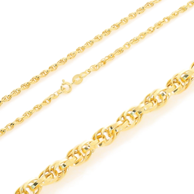 Elegantiška moteriška tuščiavidurė geltono aukso grandinėlė 585