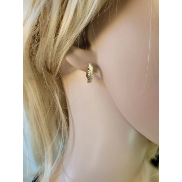 Elegantiški moteriški dviejų spalvų aukso auskarai su raižytais motyvais 585

###