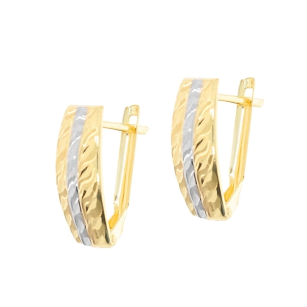 Elegantiški moteriški dviejų spalvų aukso auskarai 585