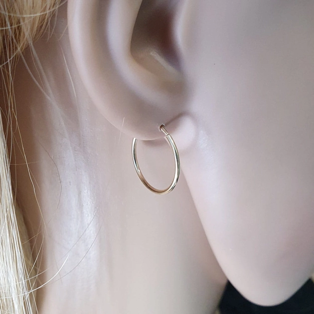 Klasikiniai moteriški geltono aukso auskarai lankeliai 585