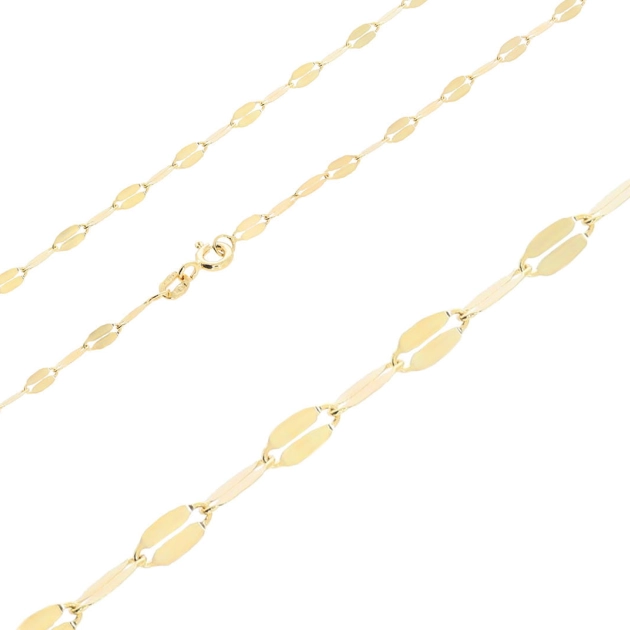 Elegantiška moteriška tuščiavidurė geltono aukso grandinėlė 585