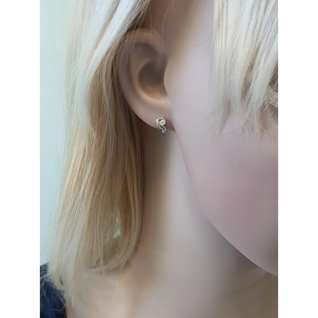 Elegantiški moteriški dviejų spalvų aukso auskarai su cirkoniais 585