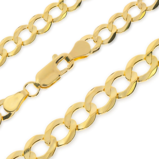 Pilnavidurė vyriška geltono aukso Curb pynimo grandinėlė 585