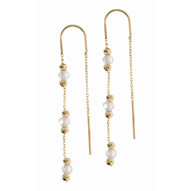 Elegantiški moteriški geltono aukso auskarai su cirkoniais 585