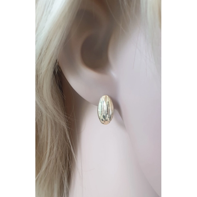 Elegantiški moteriški geltono aukso auskarai su raižytais paviršiais 585