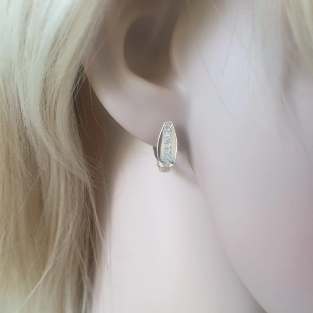 Elegantiški moteriški geltono aukso auskarai su cirkoniais 585