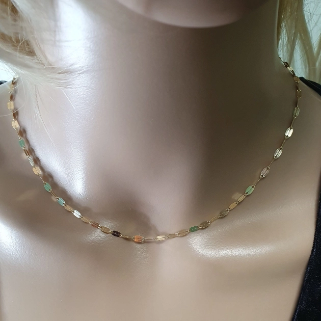 Elegantiška moteriška tuščiavidurė geltono aukso grandinėlė 585