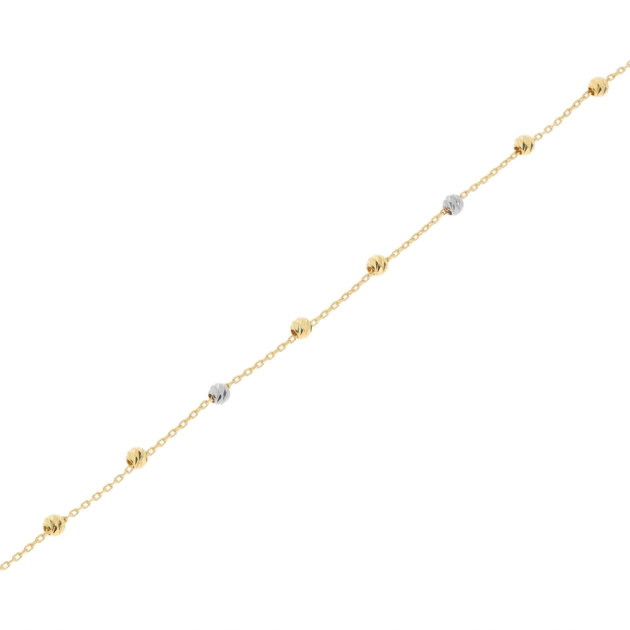Elegantiška moteriška dviejų spalvų aukso apyrankė su Bead pynimu 585
