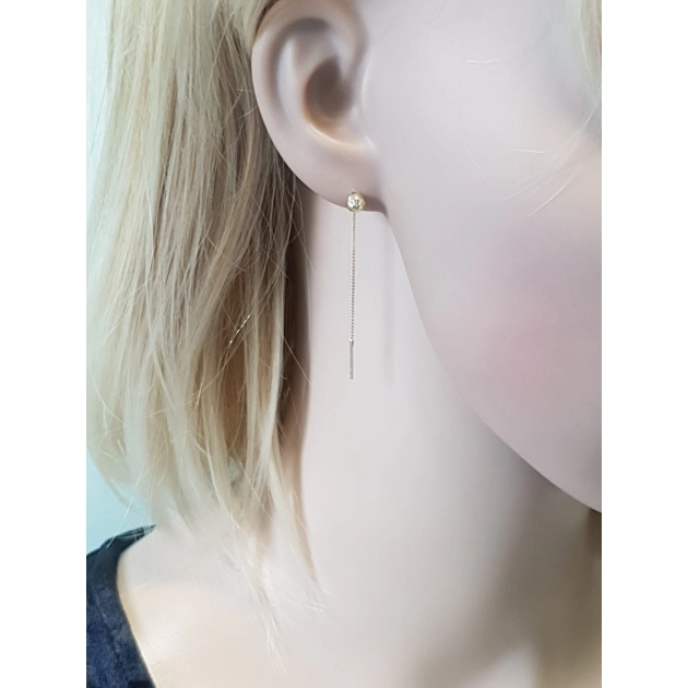 Elegantiški moteriški geltono aukso kabantys auskarai su rutuliukais 585