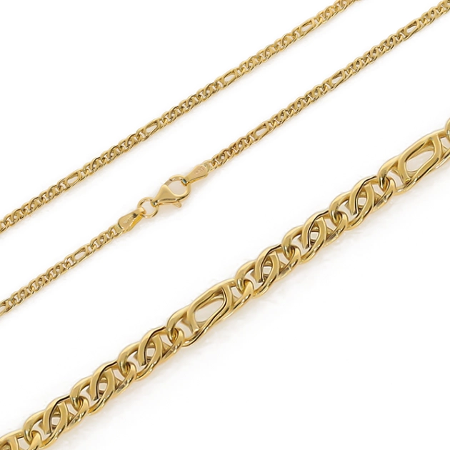 Vyriška tuščiavidurė geltono aukso grandinėlė Figaro pynimo 585