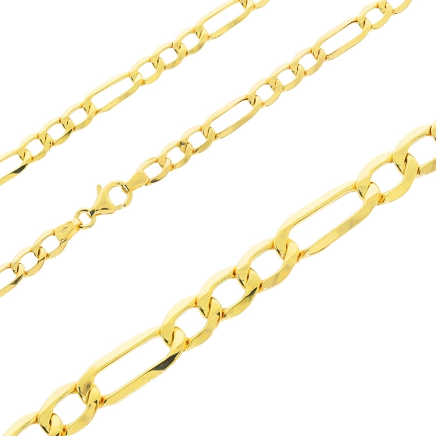 Vyriška tuščiavidurė geltono aukso Figaro grandinėlė 585