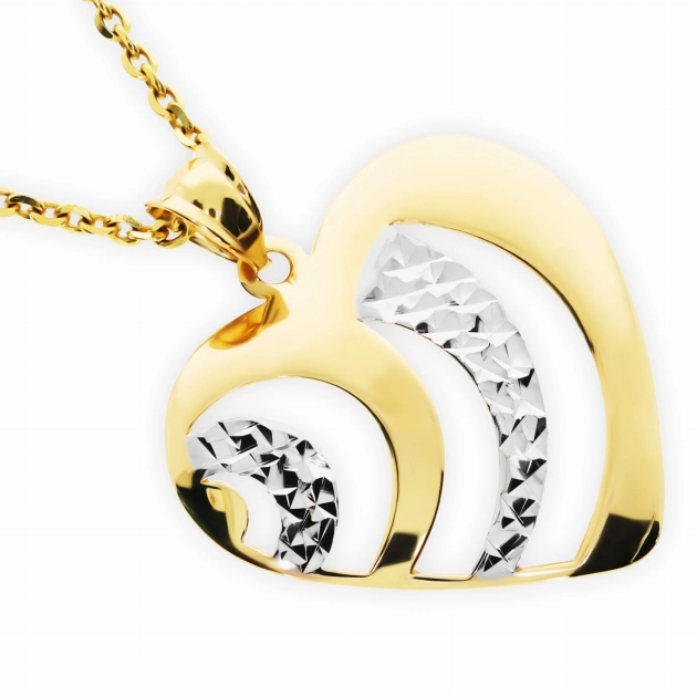Moteriškas geltono ir balto aukso širdies formos pakabukas 585