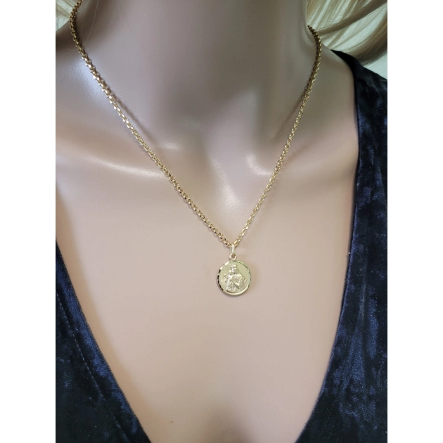 Religinis geltono aukso medalikėlis Šv. Marija ir Jėzus 585