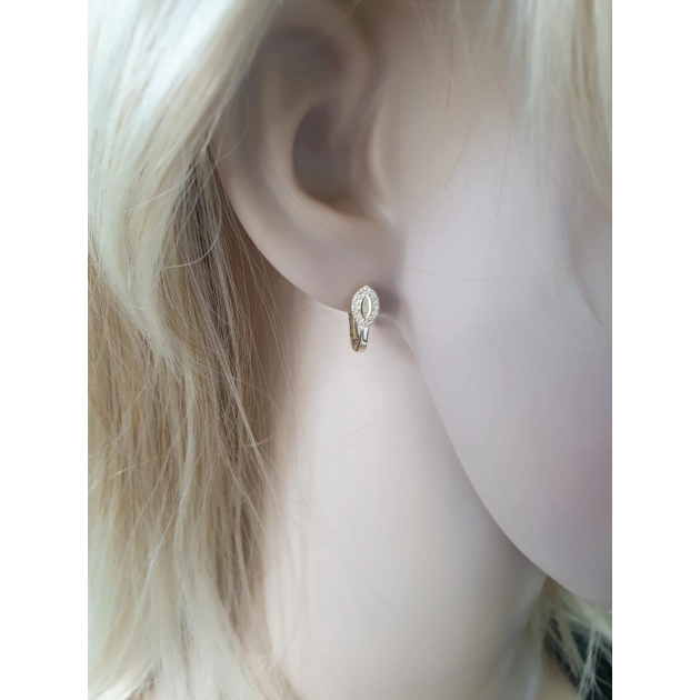 Elegantiški moteriški geltono aukso auskarai su cirkoniais 585