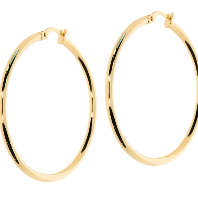 Klasikiniai moteriški geltono aukso auskarai lankeliai 585