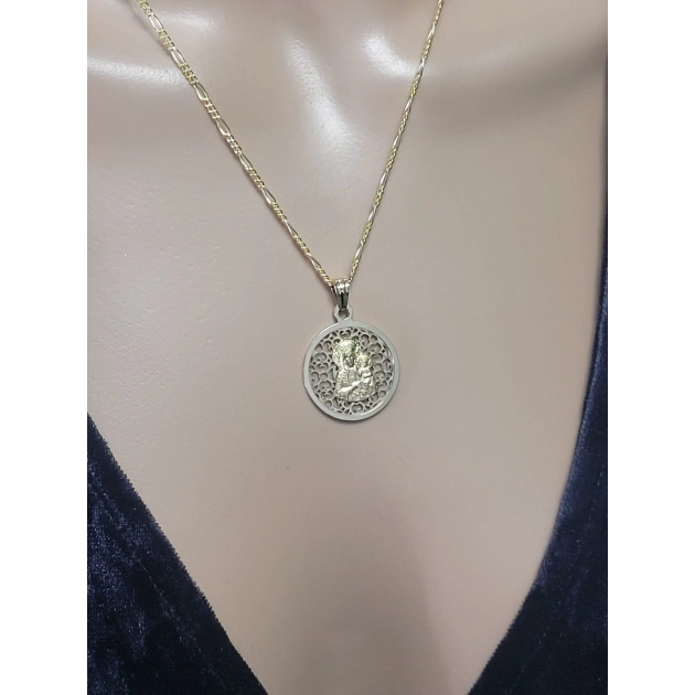 Religinis geltono aukso pakabukas su Dievo Motinos atvaizdu 585