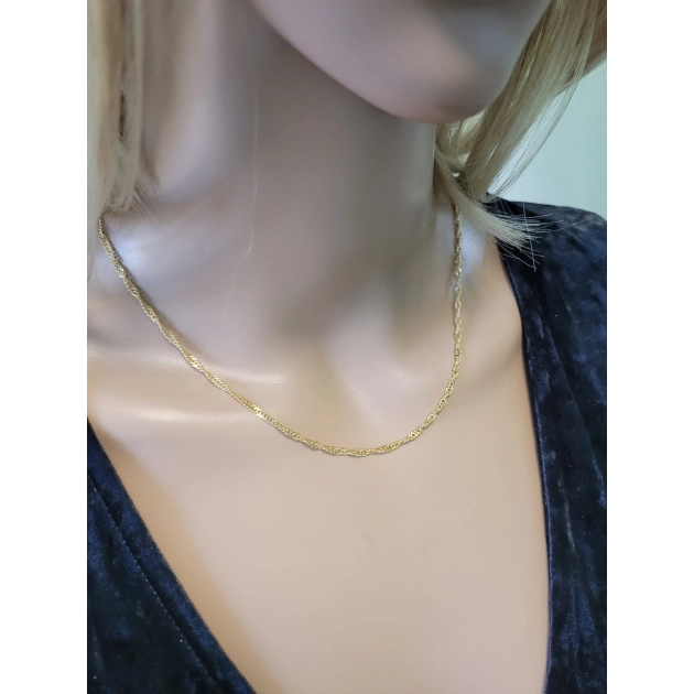 Elegantiška moteriška geltono aukso Singapore pynimo grandinėlė 585