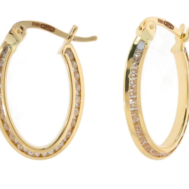 Elegantiški moteriški geltono aukso ovalūs auskarai-lankeliai 585