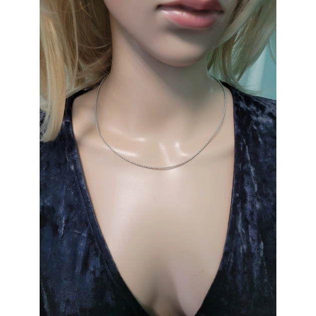 Elegantiška moteriška balto aukso tuščiavidurė grandinėlė 585