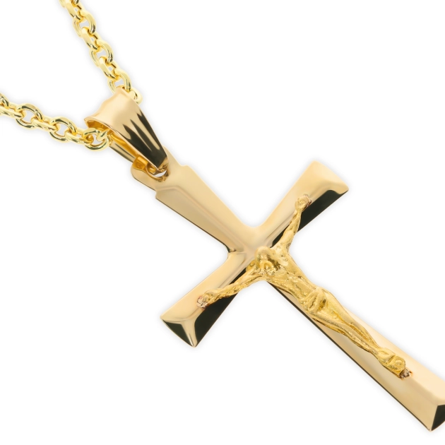 Universalus geltono aukso kryželis su Jėzaus atvaizdu 585