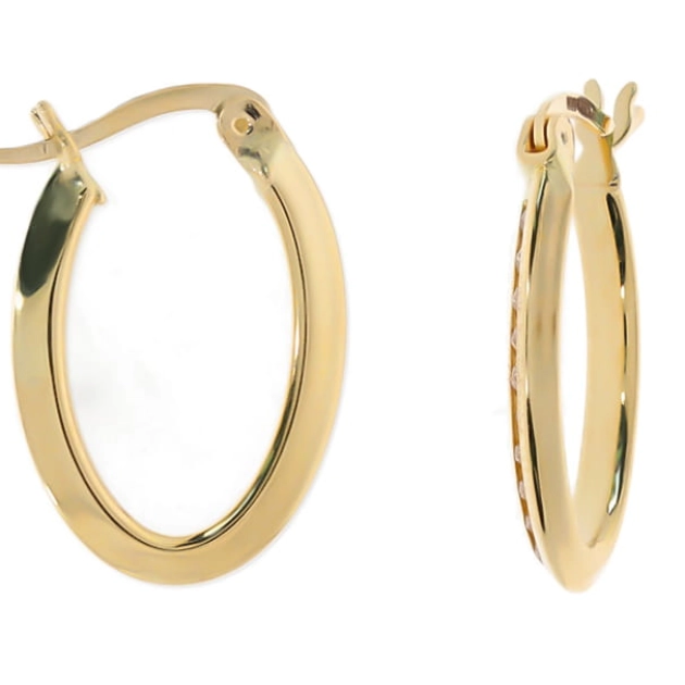 Elegantiški moteriški geltono aukso ovalūs auskarai-lankeliai 585