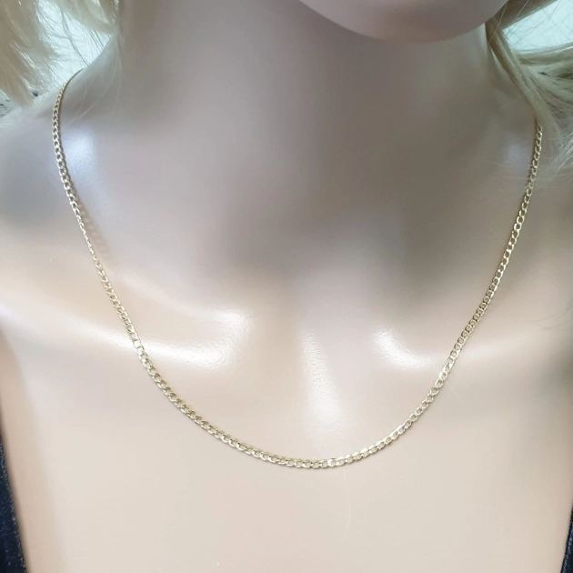 Vyriška tuščiavidurė geltono aukso Curb pynimo grandinėlė 585