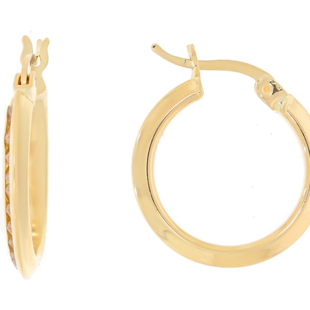 Elegantiški moteriški geltono aukso auskarai su cirkoniais 585