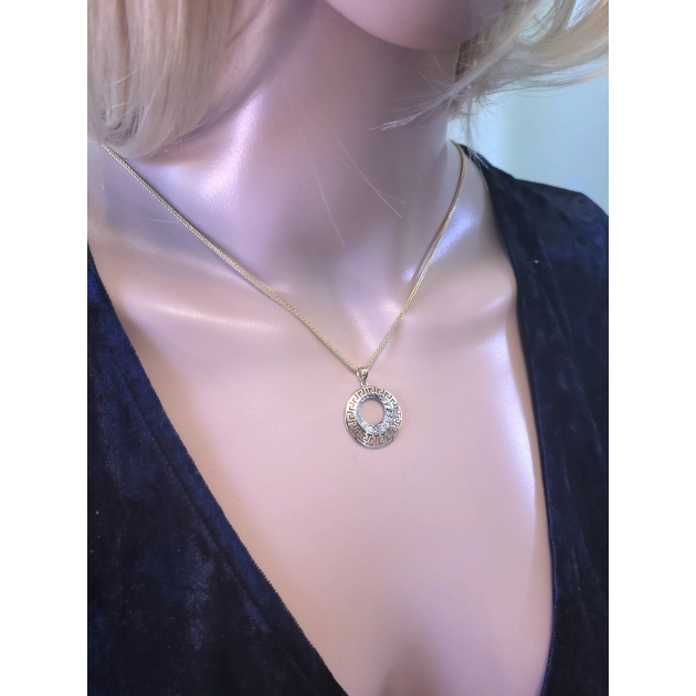 Moteriškas geltono ir balto aukso pakabukas su graikiškais motyvais 585