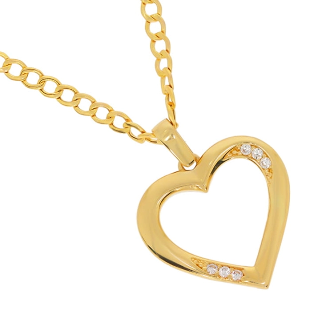 Romantiškas moteriškas geltono aukso pakabukas širdelė su cirkoniais 585