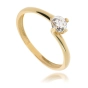 Elegantiškas moteriškas geltono aukso žiedas su cirkoniu 585