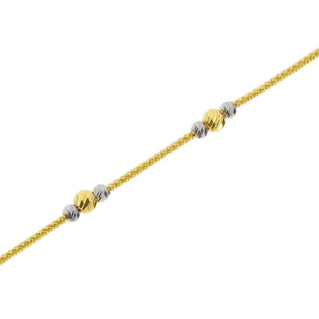 Elegantiška moteriška dviejų spalvų aukso apyrankė su Bead pynimu 585