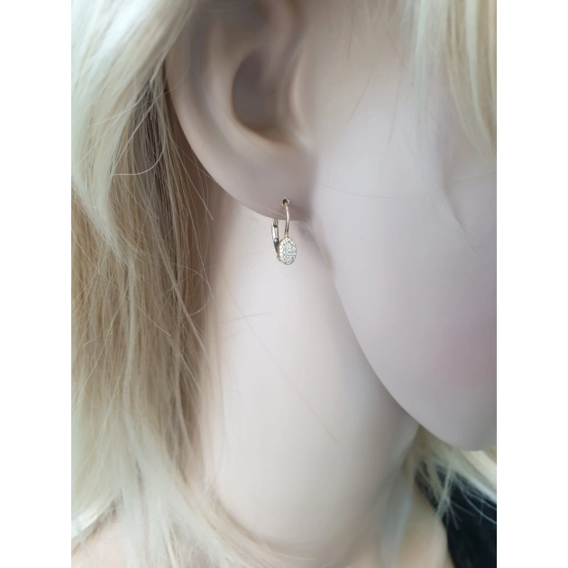 Elegantiški moteriški geltono aukso auskarai su cirkoniais 585