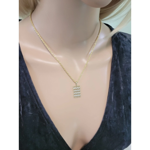 Moteriškas geltono ir balto aukso pakabukas su cirkoniais 585