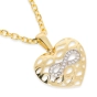 Moteriškas geltono ir balto aukso pakabukas širdelė su cirkoniais 585