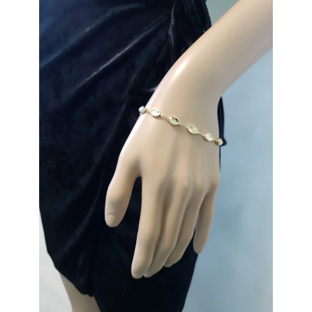 Elegantiška moteriška geltono aukso apyrankė su ovalo formos elementais 585