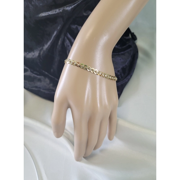 Elegantiška moteriška dviejų spalvų aukso apyrankė 585