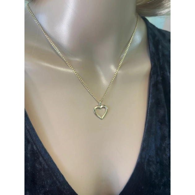 Romantiškas moteriškas geltono aukso pakabukas širdelė su cirkoniais 585